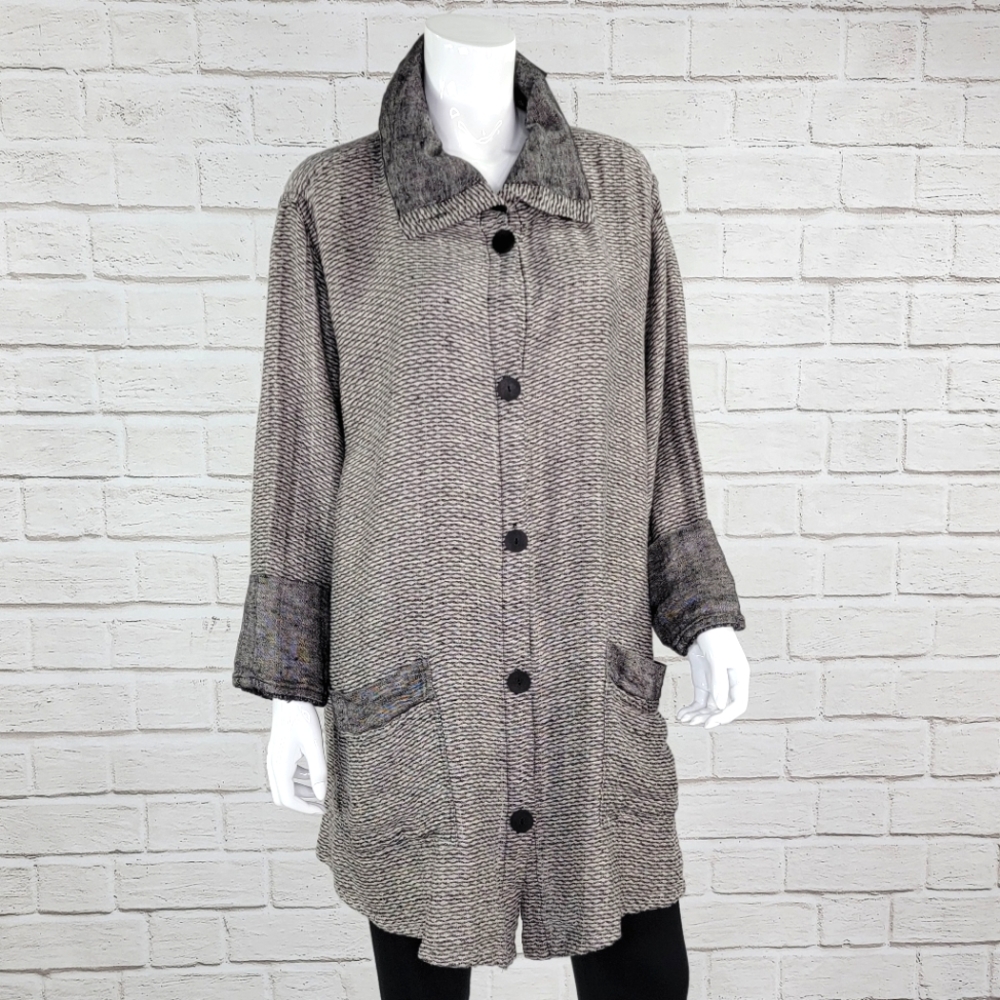 NWT! Designer Flax Linen Button Front Jkt Size:L